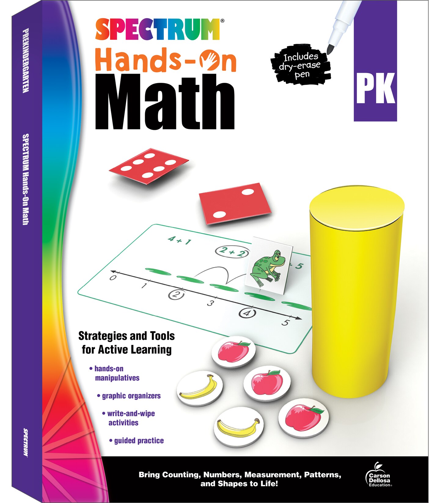 Spectrum Preschool Hands-On Math Workbook, Ages 4 to 5, PreK Hands-On Math, Counting, Addition, Subtraction, and Place Value Math Activities With Math Manipulatives and Dry Erase Pen - 96 Pages