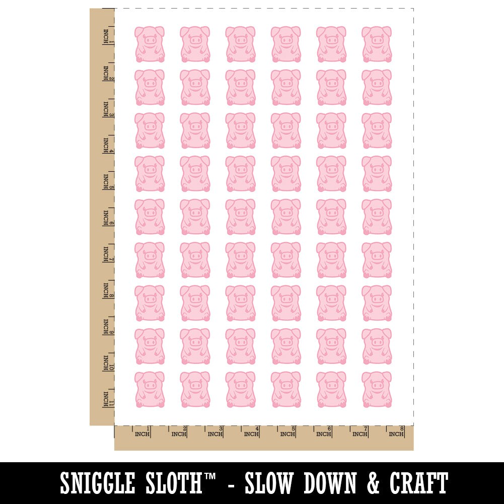 Cute Little Pig Sitting Temporary Tattoo Water Resistant Fake Body Art Set Collection (1 Sheet)
