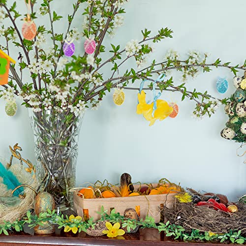 30PCS Easter Glitter Hanging Eggs - Colorful Tinsel Easter Egg Ornaments, Spring Foam Hanging Egg Ornament for Easter Tree Christmas Home Party DIY Craft Decoration (Size S)