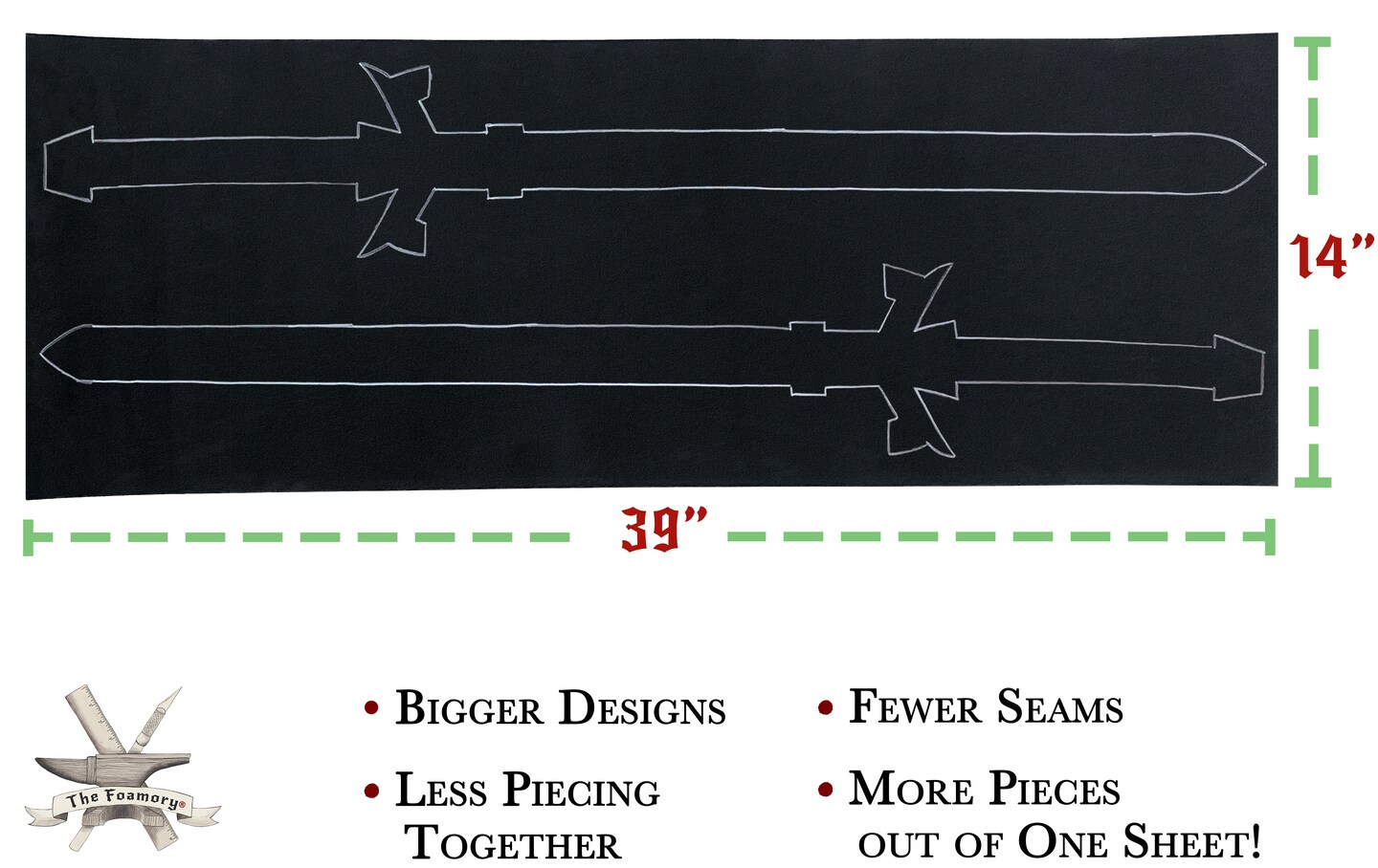 EVA Foam Cosplay | 14&#x22; x 39&#x22; Sheet | Ultra High Density 85kg/m3 | by The Foamory