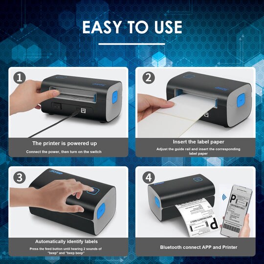 Wireless Thermal Label Printer Jiose 162mm/s High-Speed 4x6 Shipping Label Printer