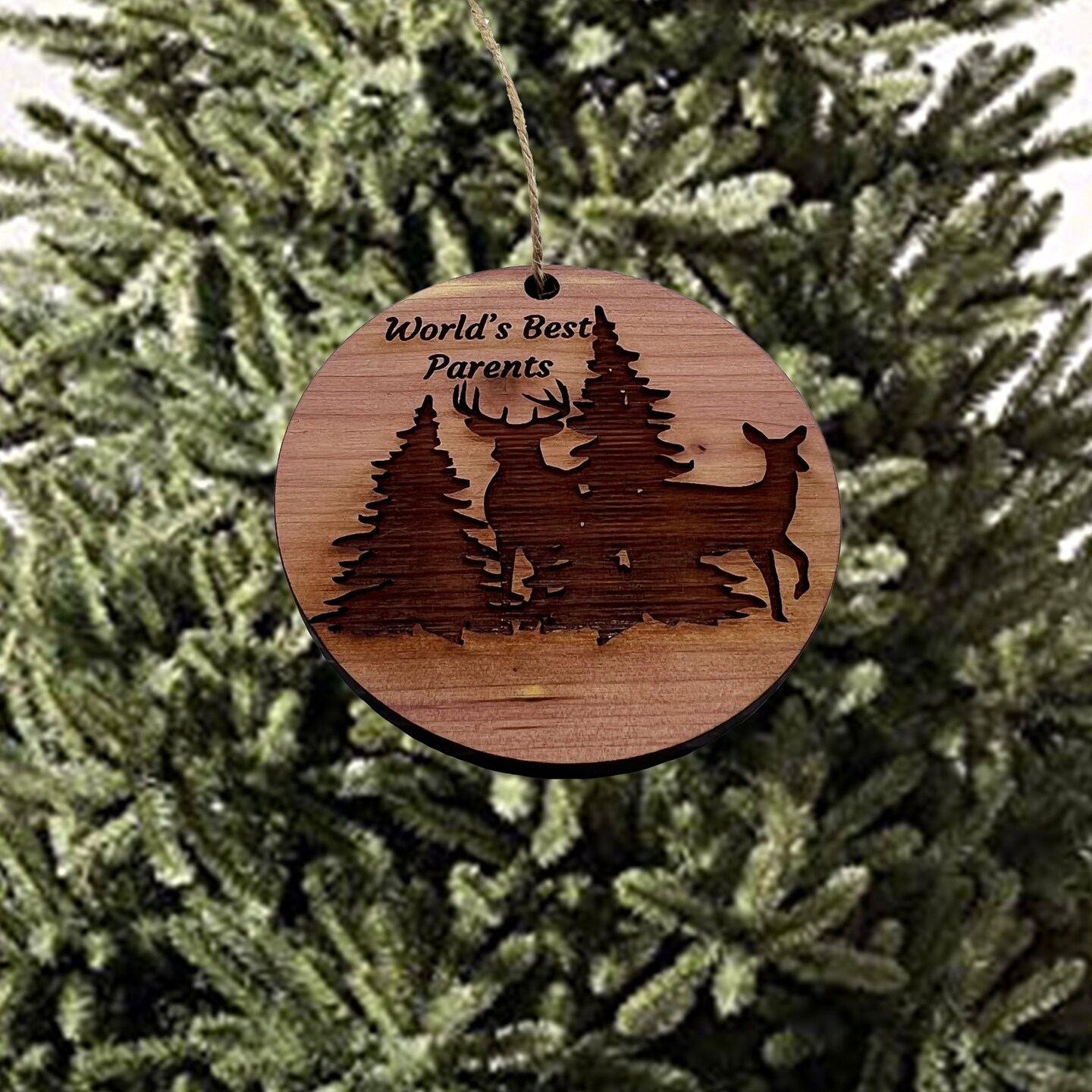 Buck and Doe - Cedar Ornament Buck and Doe - Cedar Ornament