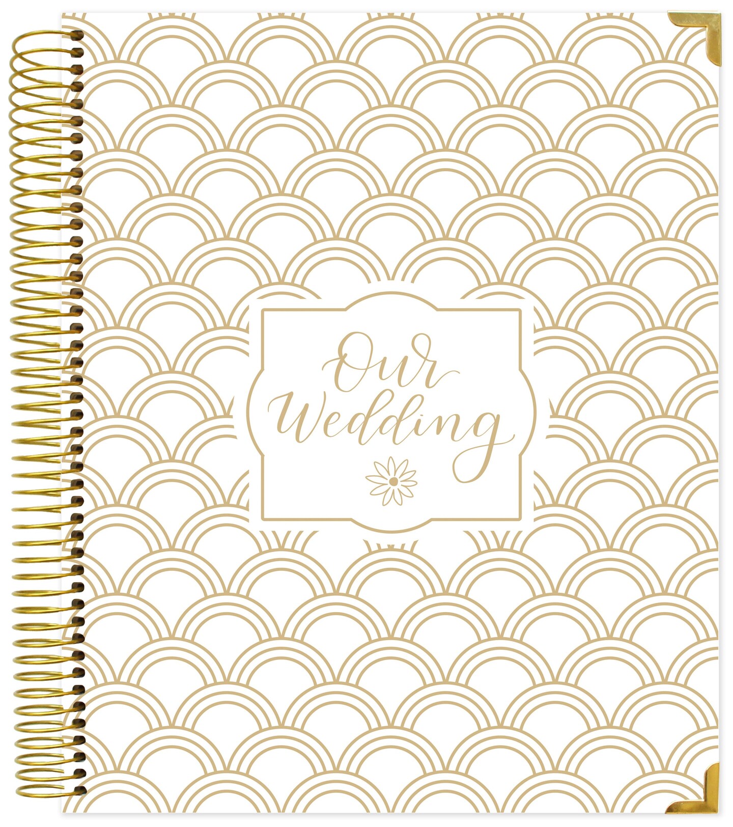 bloom daily planners Wedding Planner &#x26; Calendar, 9&#x22; x 11&#x22;, Gold Scallops V2