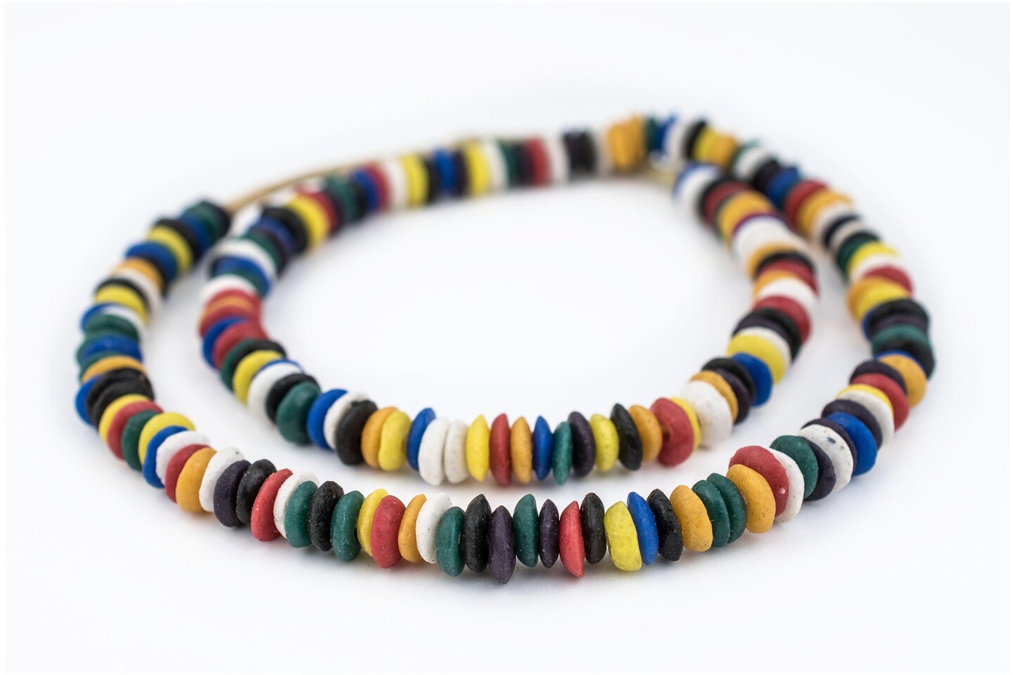 The Bead Chest Rainbow Medley Ashanti Glass Saucer Beads (8mm)