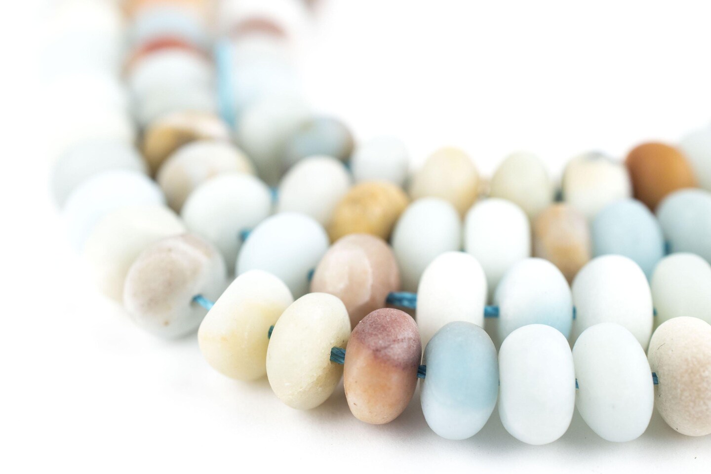 The Bead Chest Rondelle Amazonite Stone Beads 8mm Multicolor Disk Gemstone 15 Inch Strand