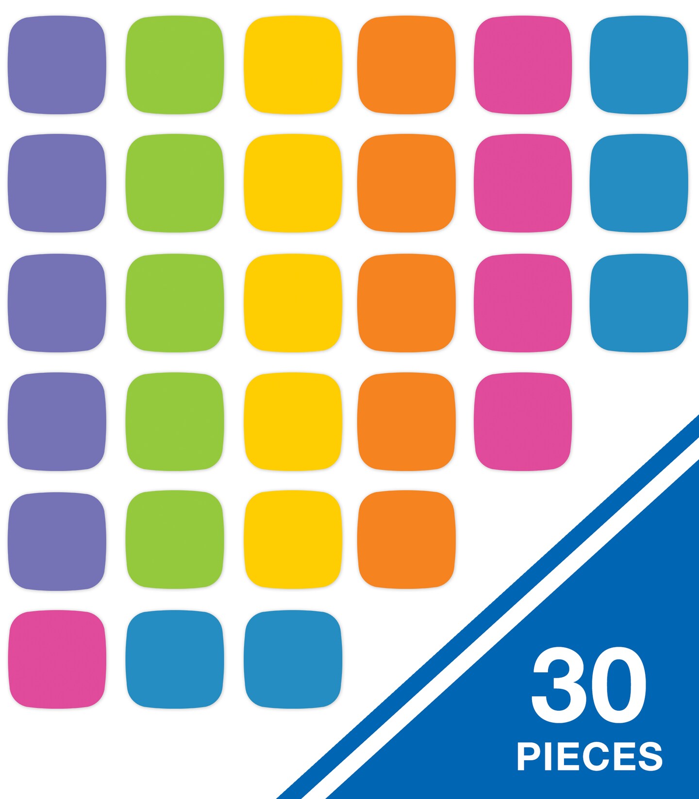 Carson Dellosa 30-Piece Dry Erase Blank Edu-Clings Set, 3.5" Colorful, Customizable Silicone Language Arts and Math Manipulatives for Mathematics and Phonics Games