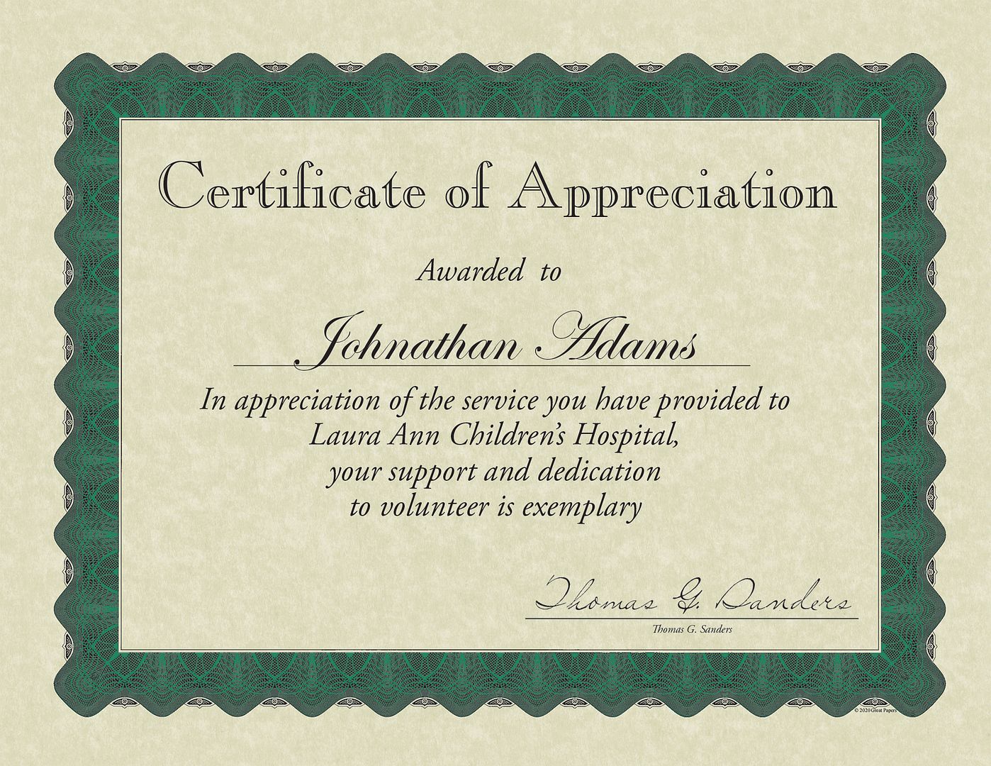 Great Papers! Parchment Certificates with Metallic Border, Green Border, 8.5" x 11", Printer Compatible, 25 Count