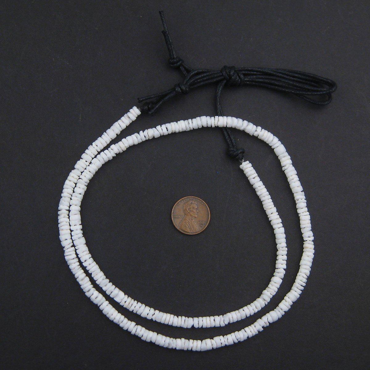 The Bead Chest Matte White Natural Shell Heishi Beads 5mm 26 Inch Strand