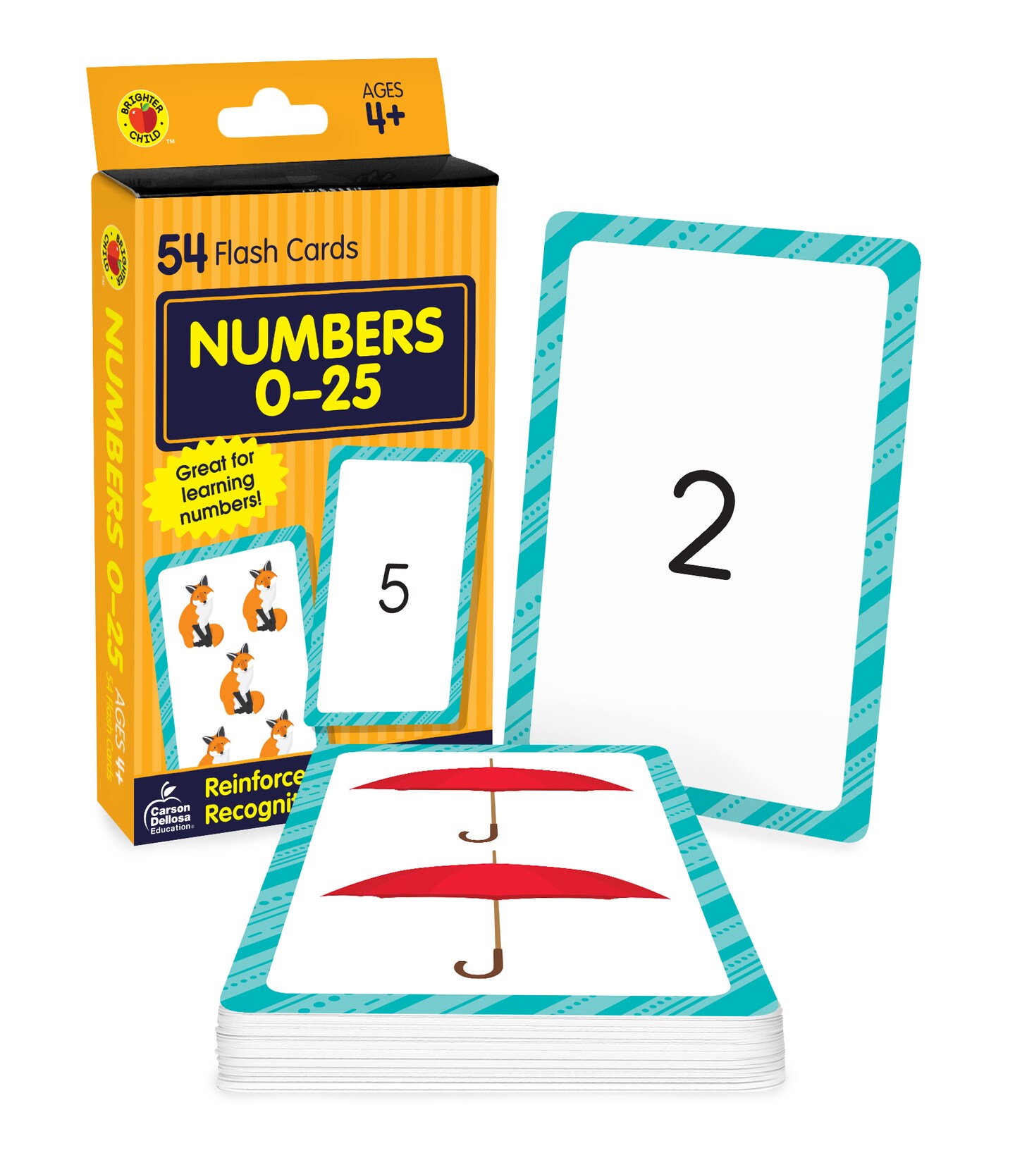 Carson Dellosa Number Flash Cards for Toddlers 2-4 Years, Numbers Flash Cards with Numbers 0-25, Counting and Number Recognition Skills, Preschool and Kindergarten