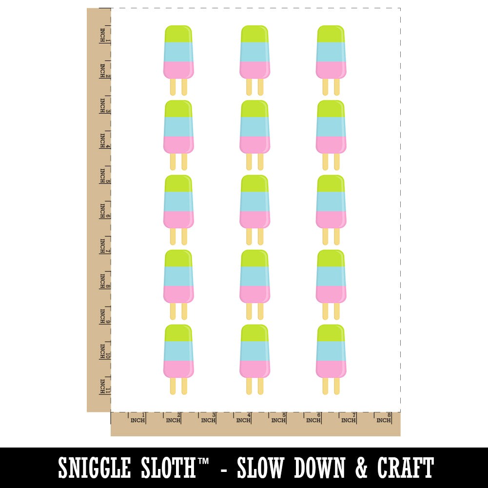 Layered Ice Cream Bar Frozen Treat Popsicle Temporary Tattoo Water Resistant Fake Body Art Set Collection (1 Sheet)