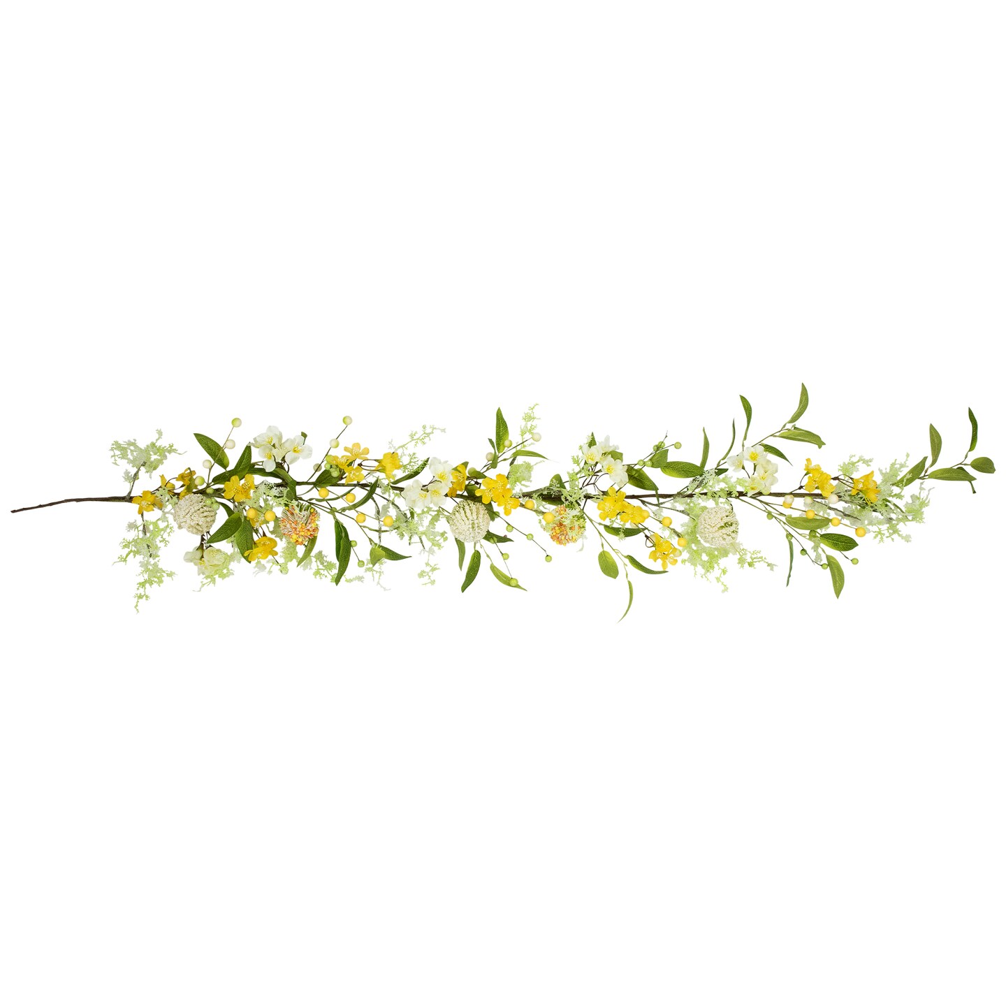 Northlight Berry and Thistle Floral Spring Garland - 5&#x27; - Yellow