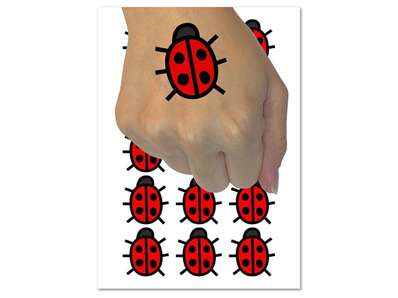 Cute Ladybug Temporary Tattoo Water Resistant Fake Body Art Set Collection (1 Sheet)
