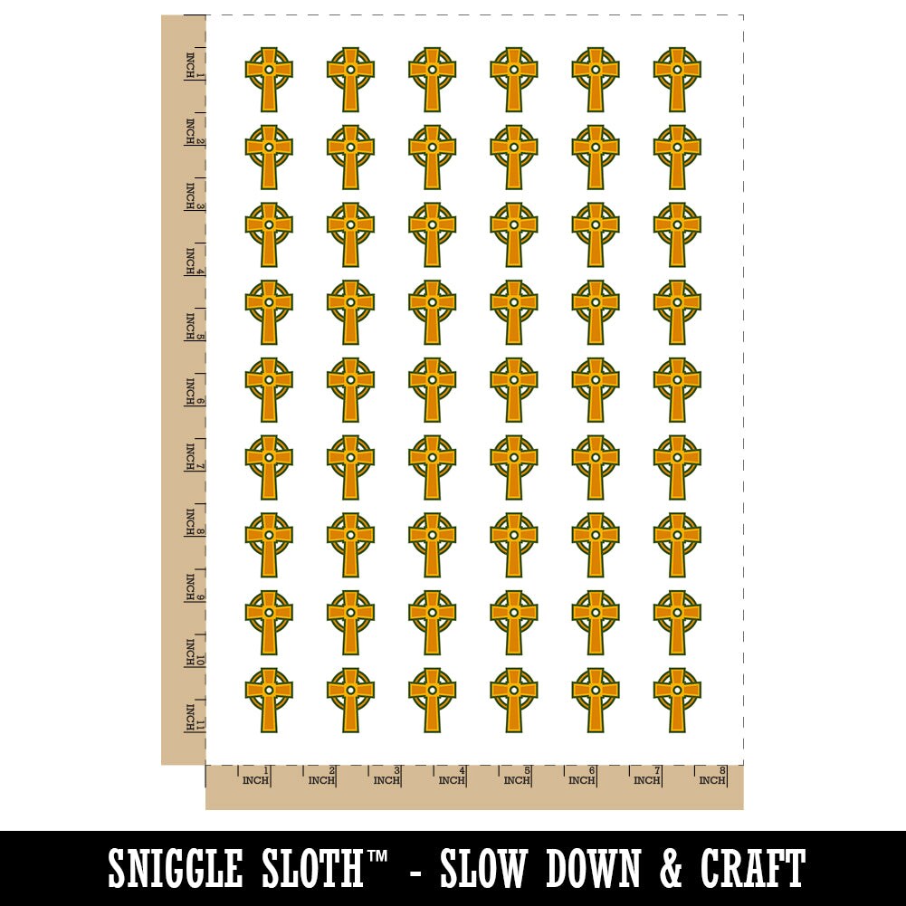Celtic Cross Simple Outline Temporary Tattoo Water Resistant Fake Body Art Set Collection (1 Sheet)