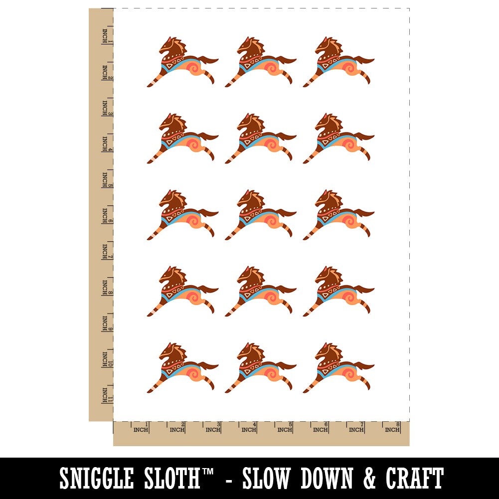Southwestern Style Tribal Horse Temporary Tattoo Water Resistant Fake Body Art Set Collection (1 Sheet)