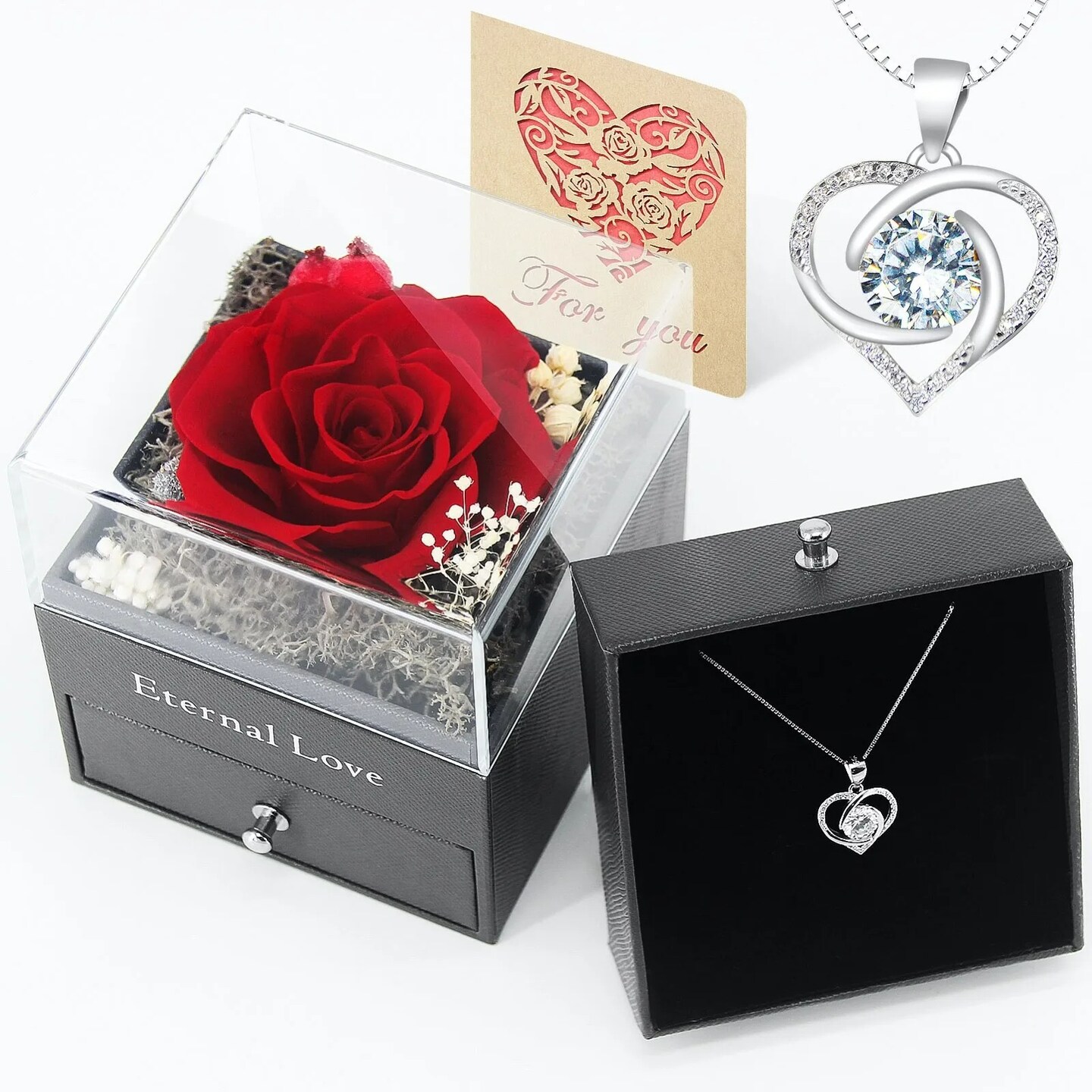 Red Rose Flower Gift Box With 14K Gold Plated Silver Necklace | Michaels