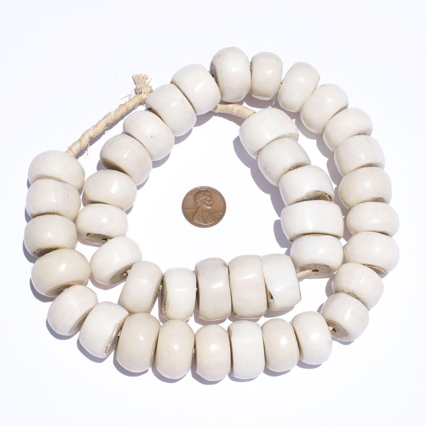 TheBeadChest Polished Kenya White Bone Beads Large 21mm African Round Large Hole 25 Inch Strand Handmade