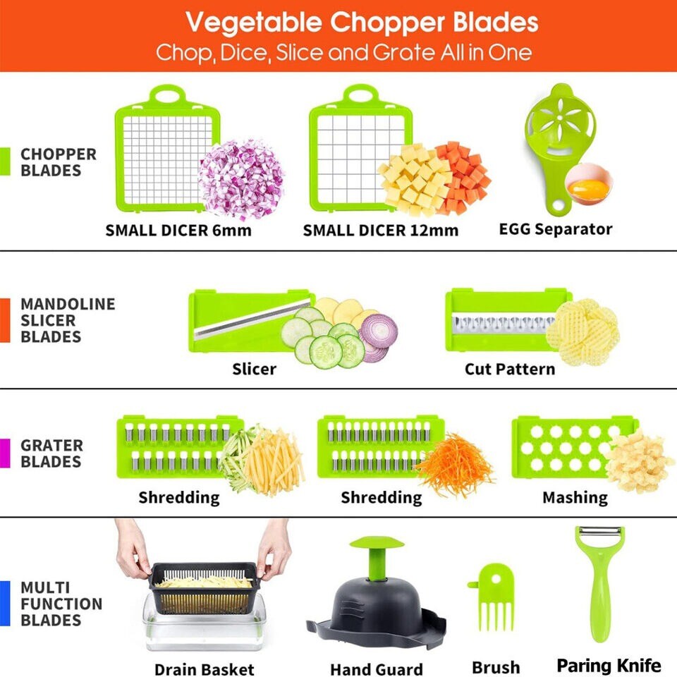 Vegetable Fruit Chopper Cutter Food Onion Veggie Dicer Slicer Kitchen