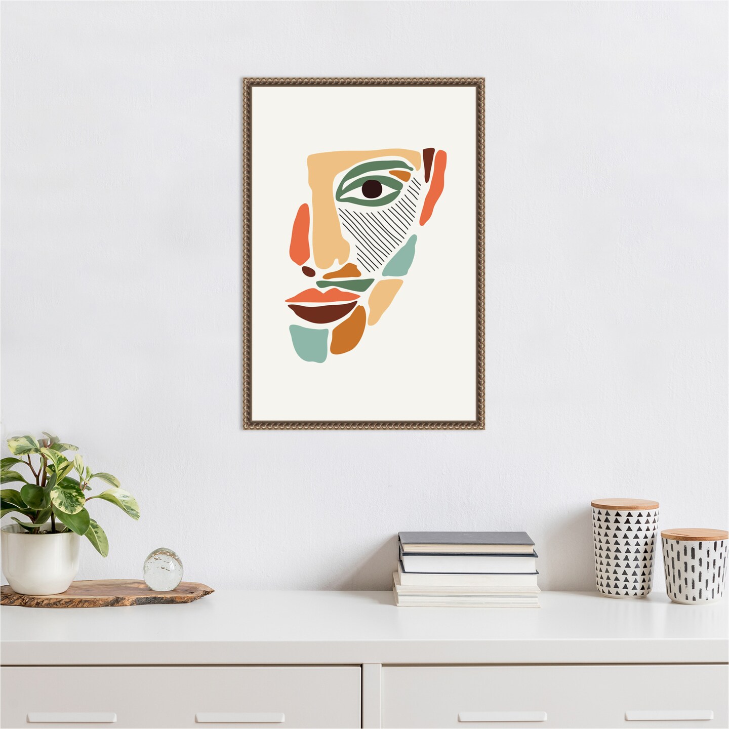 Color Abstract Faces #2 by Jay Stanley Framed Canvas Wall Art