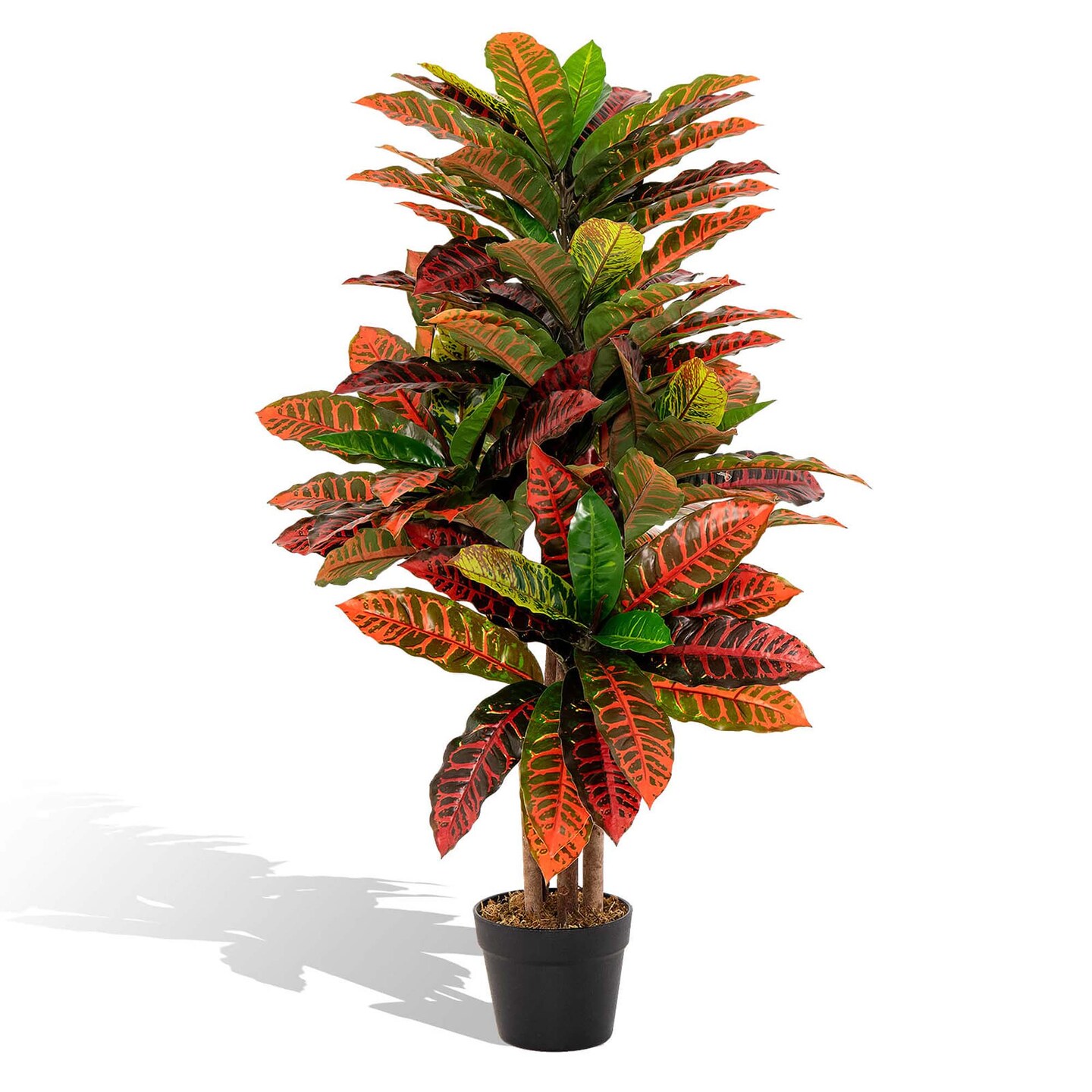 Costway Artificial Croton Plant 40&#x22; Tall Faux Fiddle Leaf Fig Tree Fake Croton Palm Tree