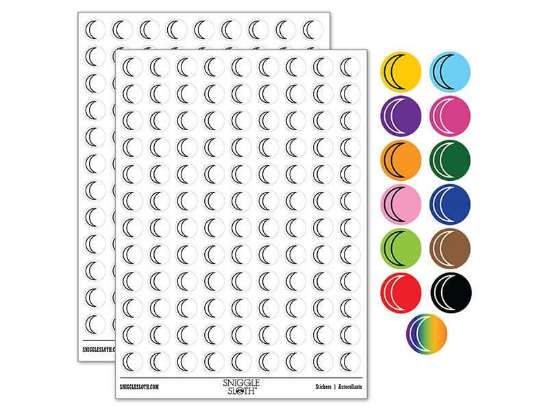 Moon Partial Outline 200+ 0.50&#x22; Round Stickers