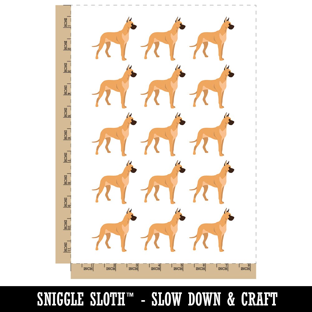 Great Dane Dog Solid Temporary Tattoo Water Resistant Fake Body Art Set Collection (1 Sheet)
