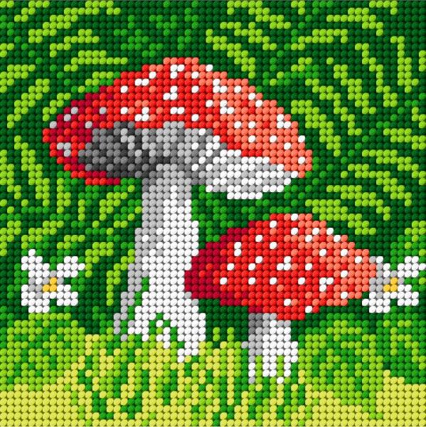 Needlepoint canvas for halfstitch without yarn Toadstools 1837D - Printed Tapestry Canvas