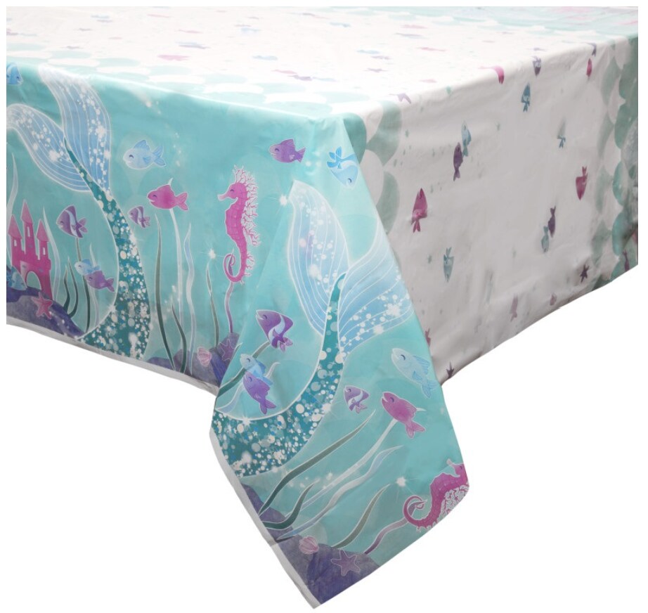 Mermaid Rectangular Plastic Table Cover, 54&#x22; x 84&#x22;