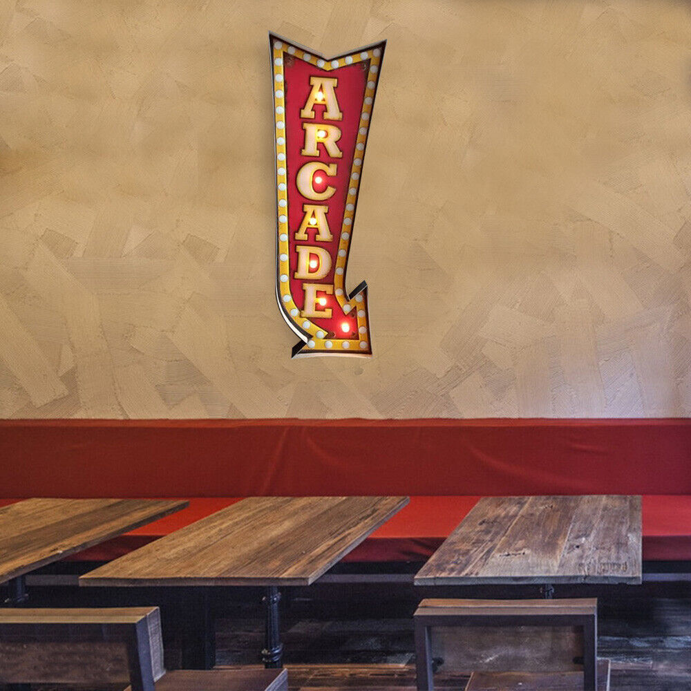 Kitcheniva Metal Wall Hanging Retro ARCADE Arrow Sign