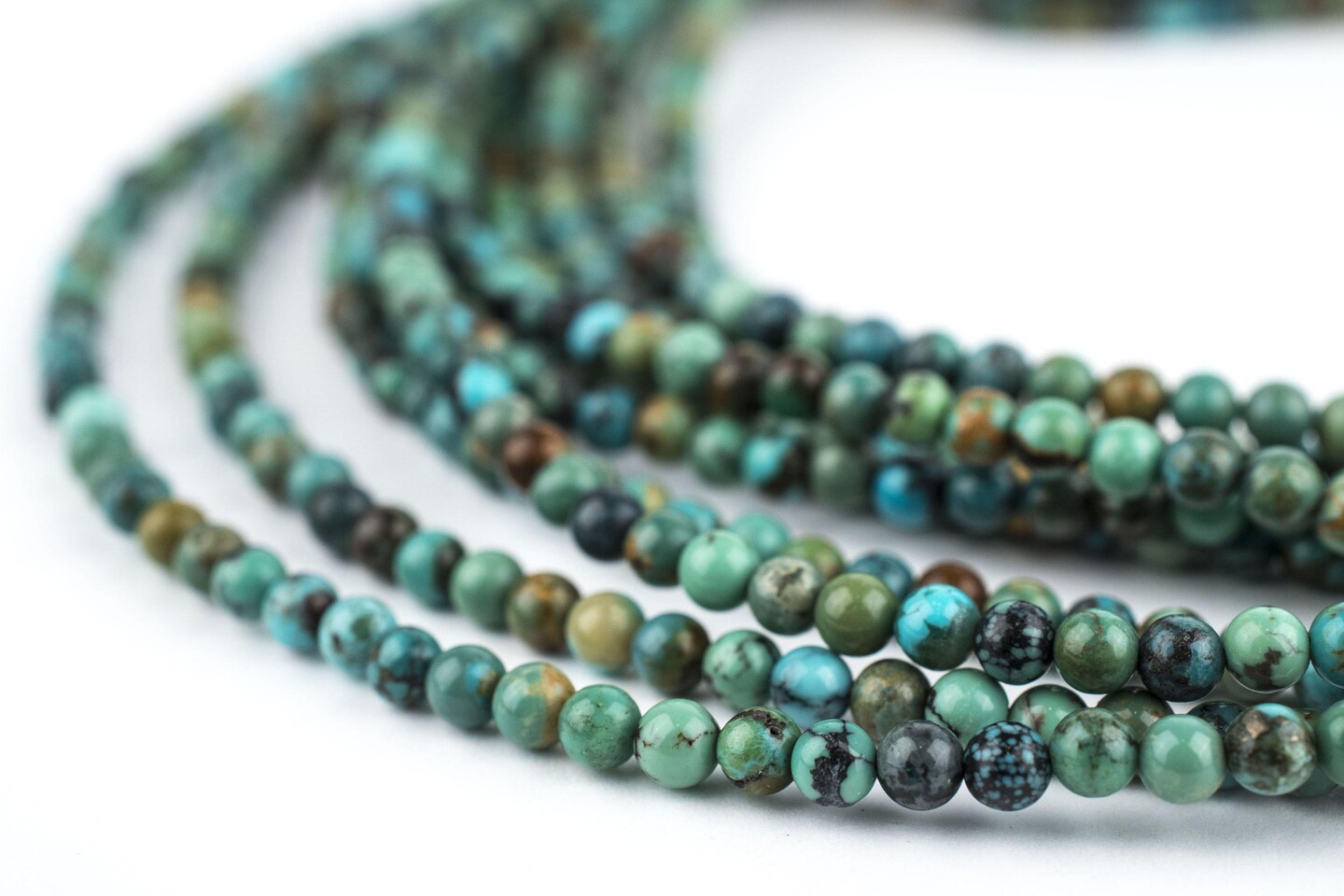 TheBeadChest Round Turquoise Beads - Quality Genuine Turquoise Stone Beads for Crafts and Jewelry Making (3mm) - Single 16&#x22; Strand