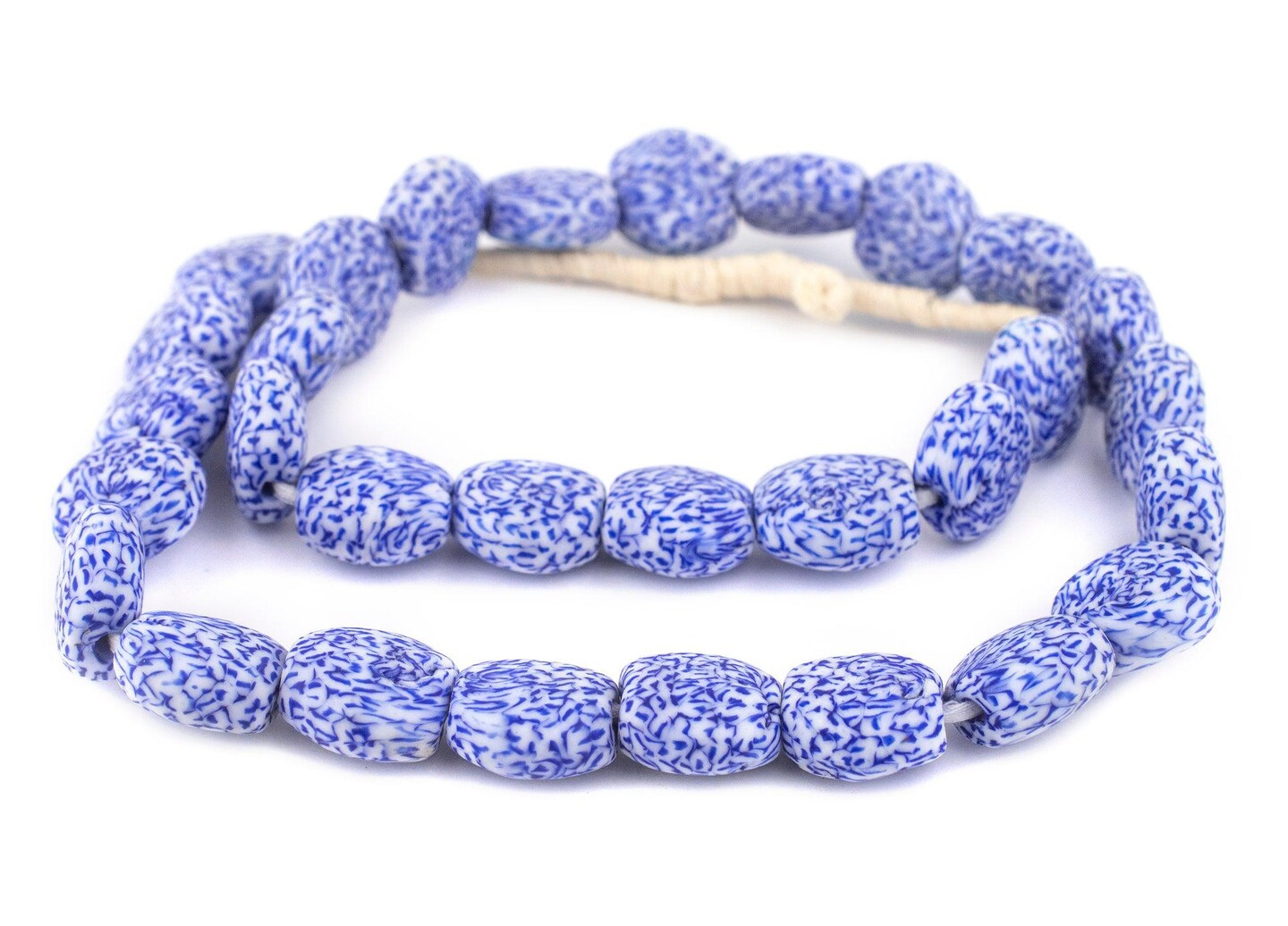 TheBeadChest Blue &#x26; White Tabular Fused Recycled Glass Beads