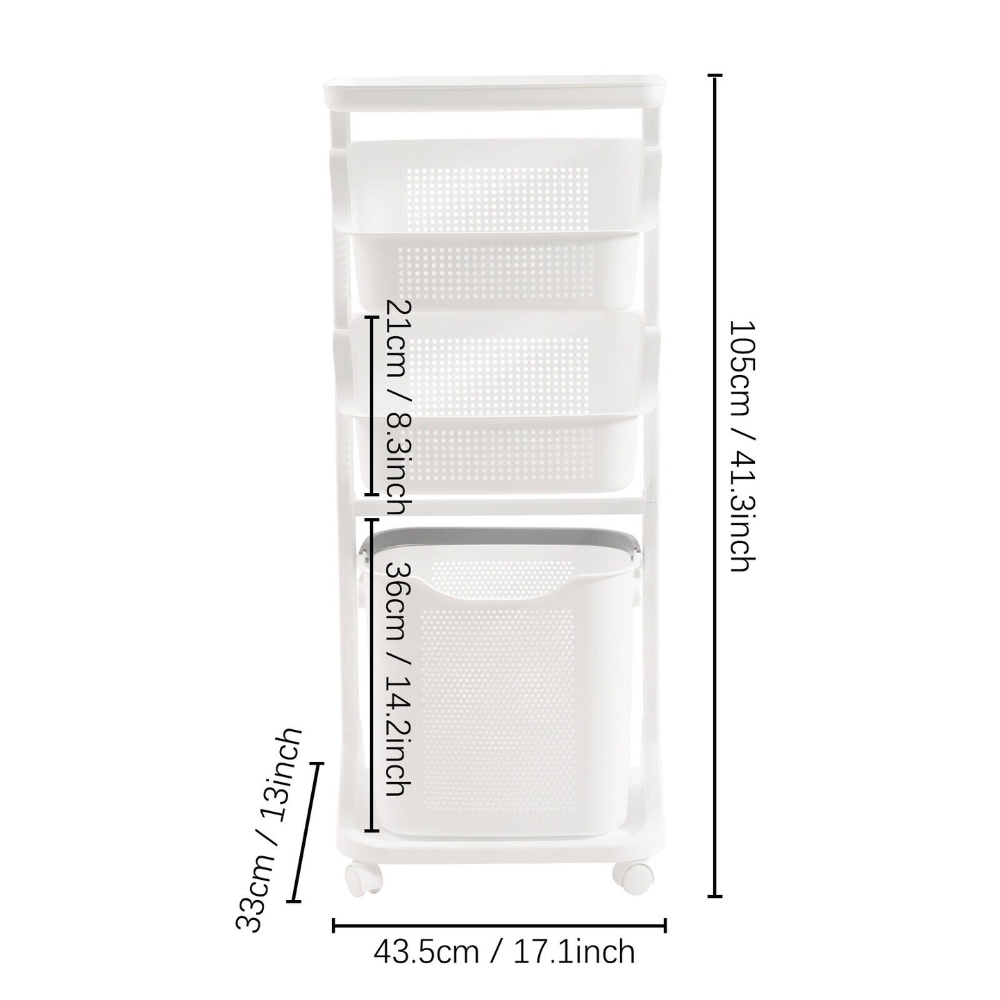 Kitcheniva 3 Tier Basket Sorter Rolling Storage Cart