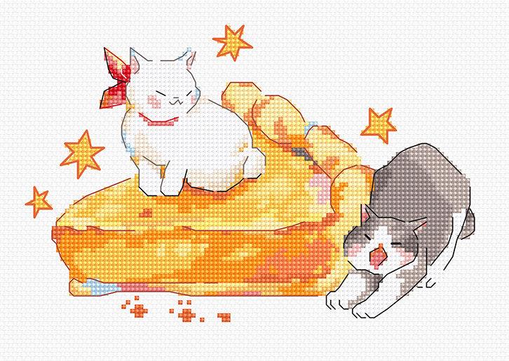 Eating Sleeping Stretching L8811 Counted Cross Stitch Kit