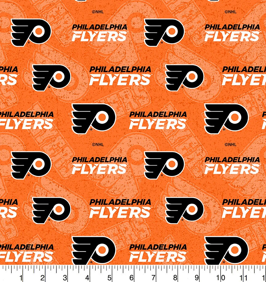 Sykel Enterprises NHL Team Cotton Fabric-Philadelphia Flyers Tone on Tone Cotton Quilting Fabric