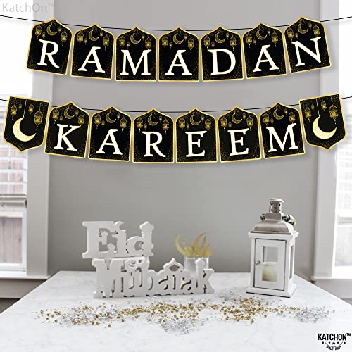 Ramadan Kareem Banner for Ramadan Decorations - 10 Feet, No DIY | Ramadan Mubarak Banner for Ramadan Decorations for Home | Ramadan Banner for Eid Decorations | Black and Gold Ramadan Decor