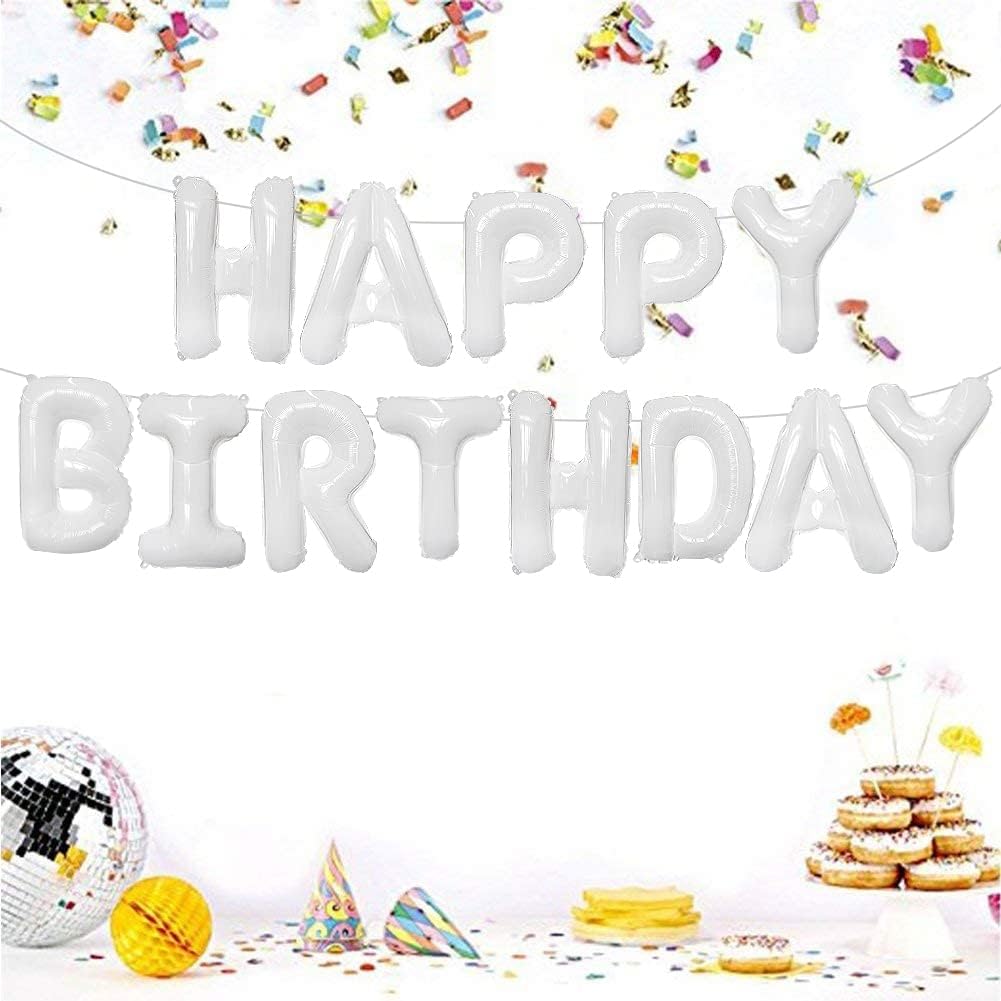 Colorful Celebrations: 16-Inch Mylar Foil Happy Birthday Balloons Banner - Eco-Friendly Decor for All Ages!