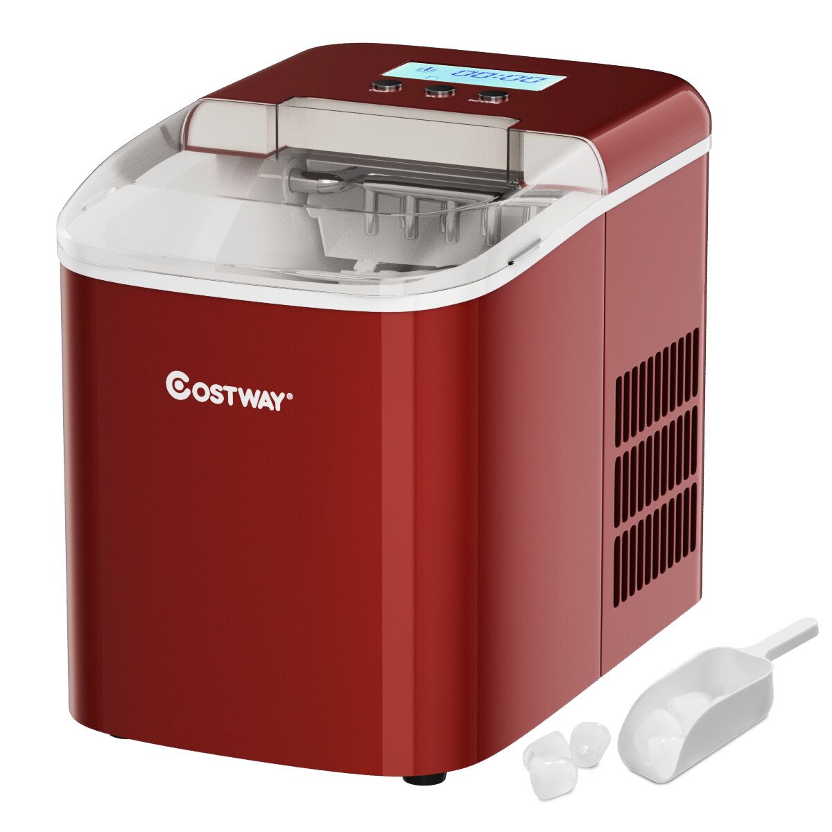 Costway Portable Ice Maker Machine Countertop 26LBS/24H LCD Display w/ Ice Scoop Red\Black\Green\Silver