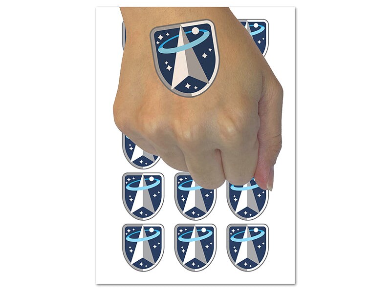 Science Fiction Space Force Orbit Logo Temporary Tattoo Water Resistant Fake Body Art Set Collection (1 Sheet)