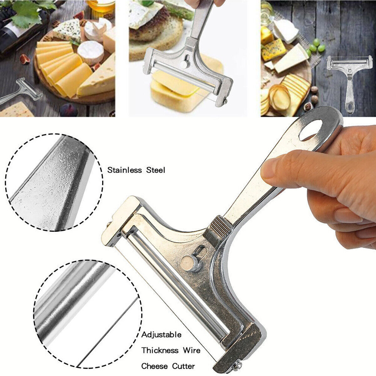 Kitcheniva Adjustable Stainless Steel Cheese Slicer Tool