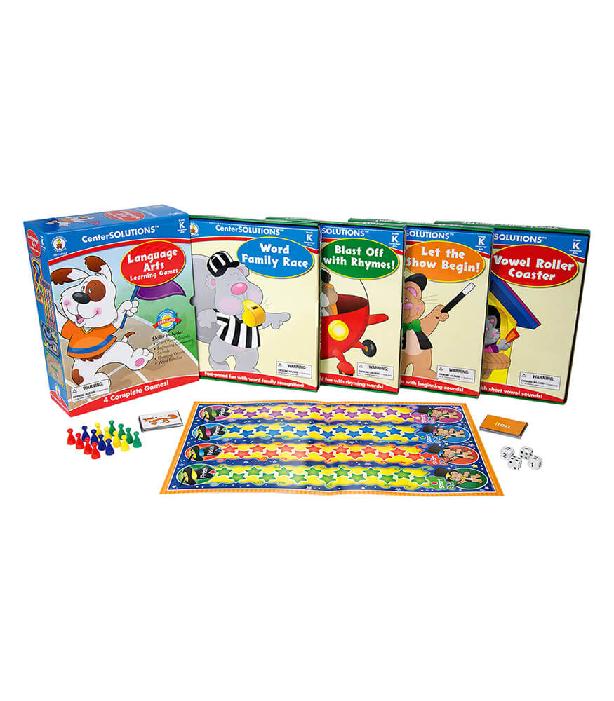 Carson Dellosa Language Arts Board Game Set, Vowels, Consonants, Rhyming Words, and Word Families Kids Games, Phonics Kindergarten Learning Activities