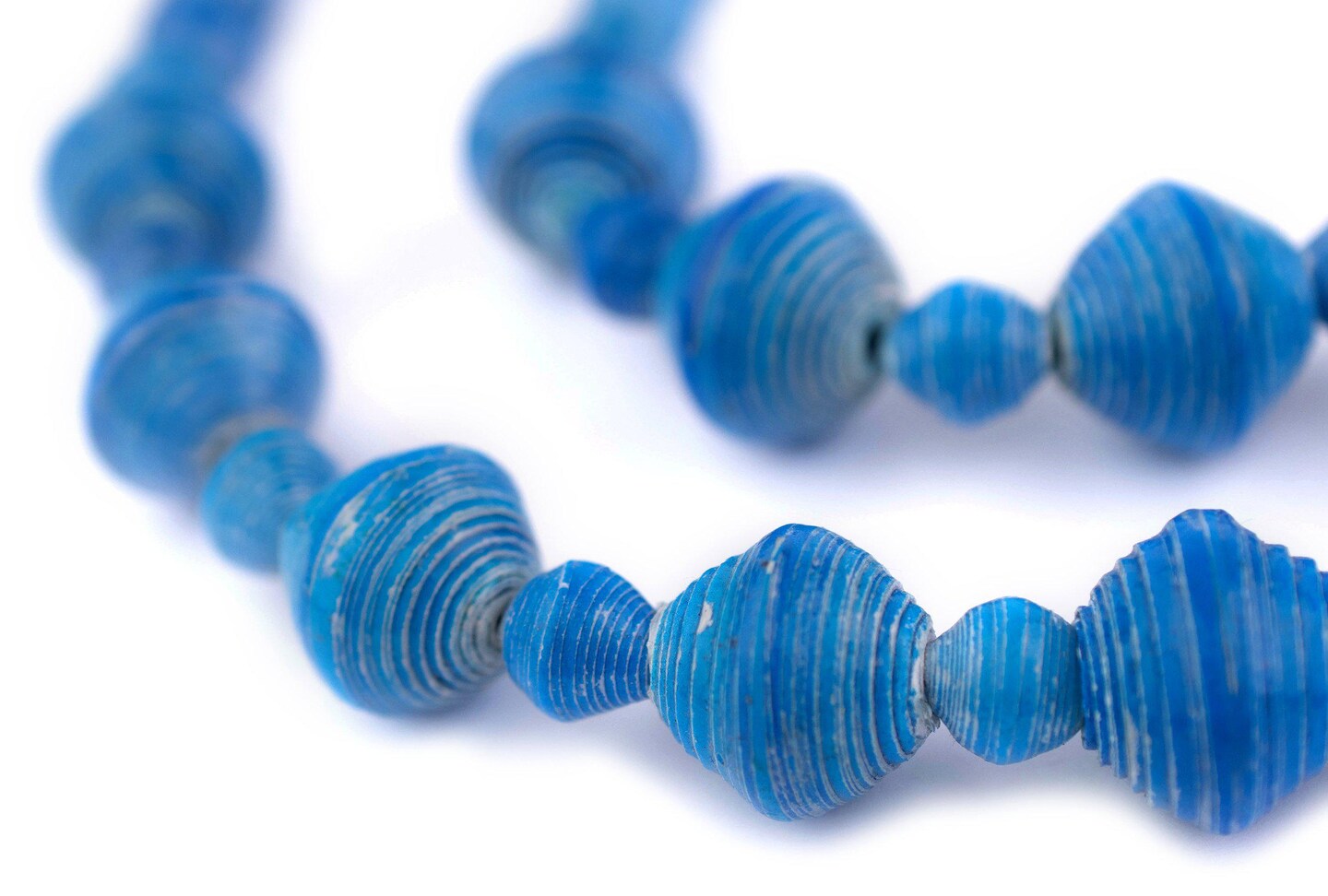 Recycled Paper Bead Necklace from Uganda - Fair Trade African Woman&#x27;s Jewelry - Necklace with Clasp (Turquoise Blue)
