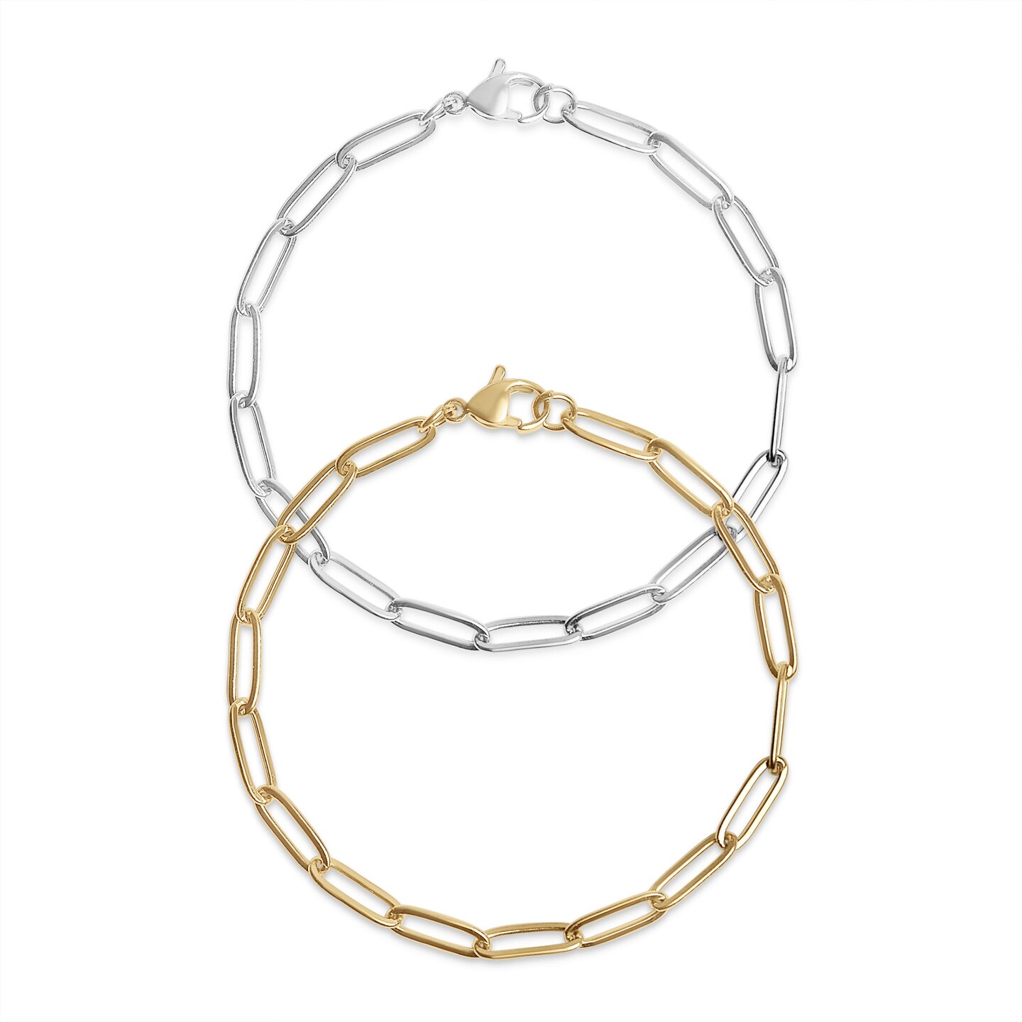 Stainless Steel Paperclip Chain Bracelet | Gold Bracelets for Layering | Minimalist Paperclip Chain Necklaces for Women