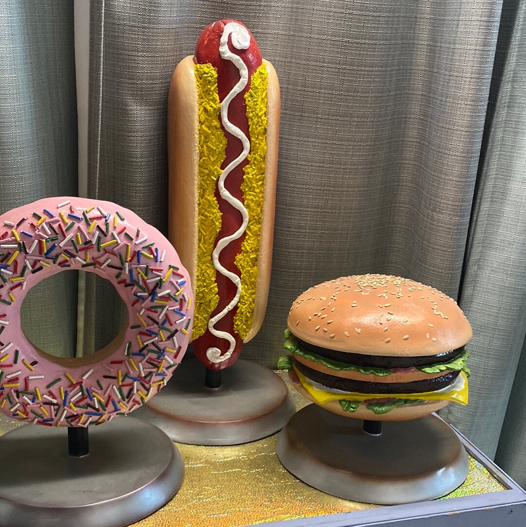 Double Cheeseburger On Stand Over Sized Statue