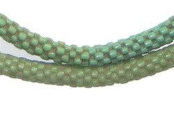 TheBeadChest Green Star Snake Beads 6mm West Africa African Unusual Glass 24 Inch Strand Handmade