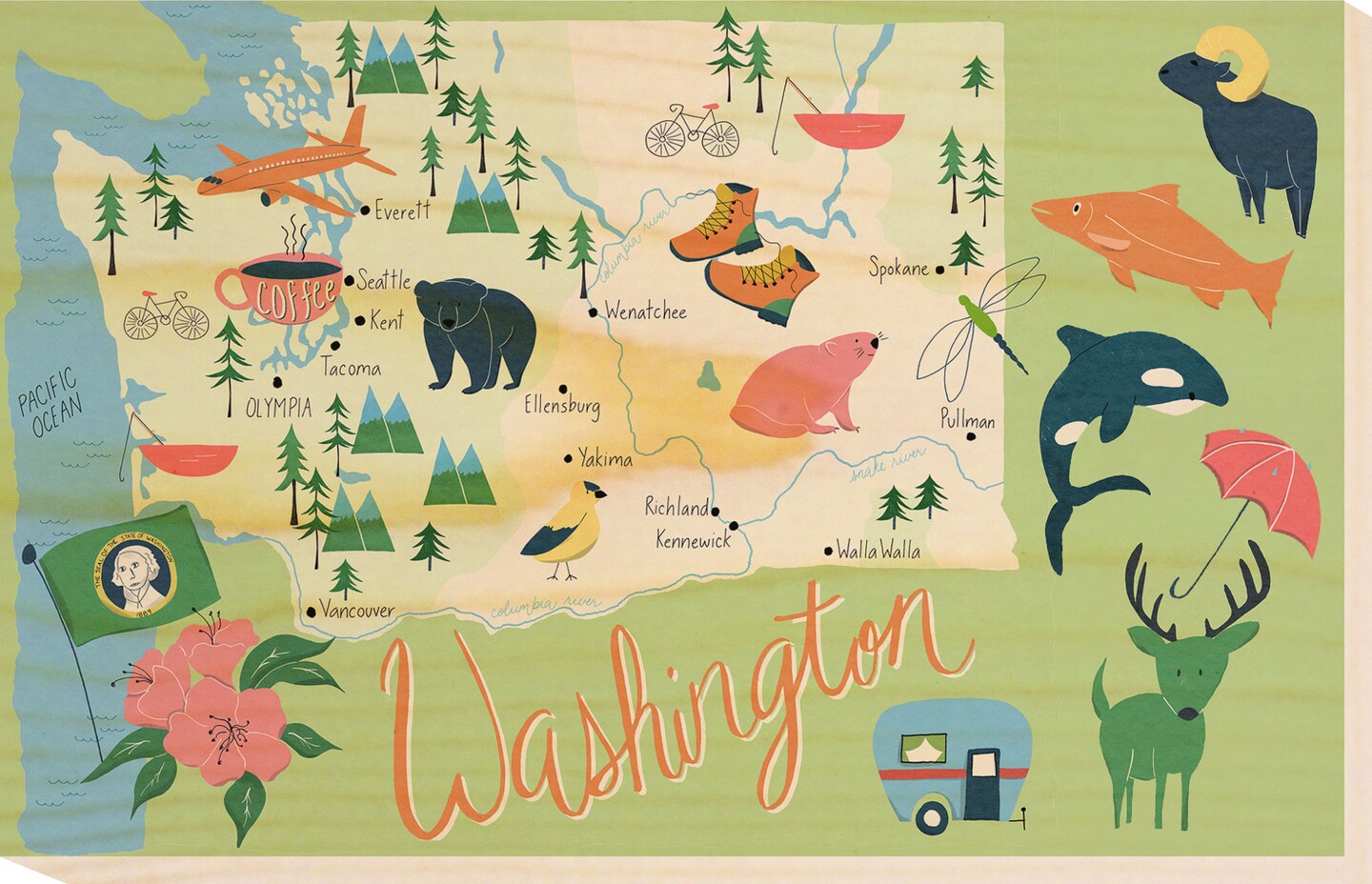 Home State Home Wood Postcards