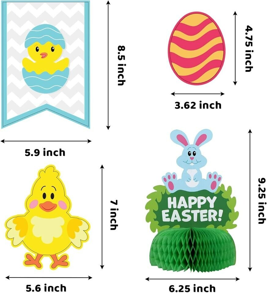 31PCS Easter Decorations Egg Bunny Foil Swirl Party Hanging Decor Mega Value Kit