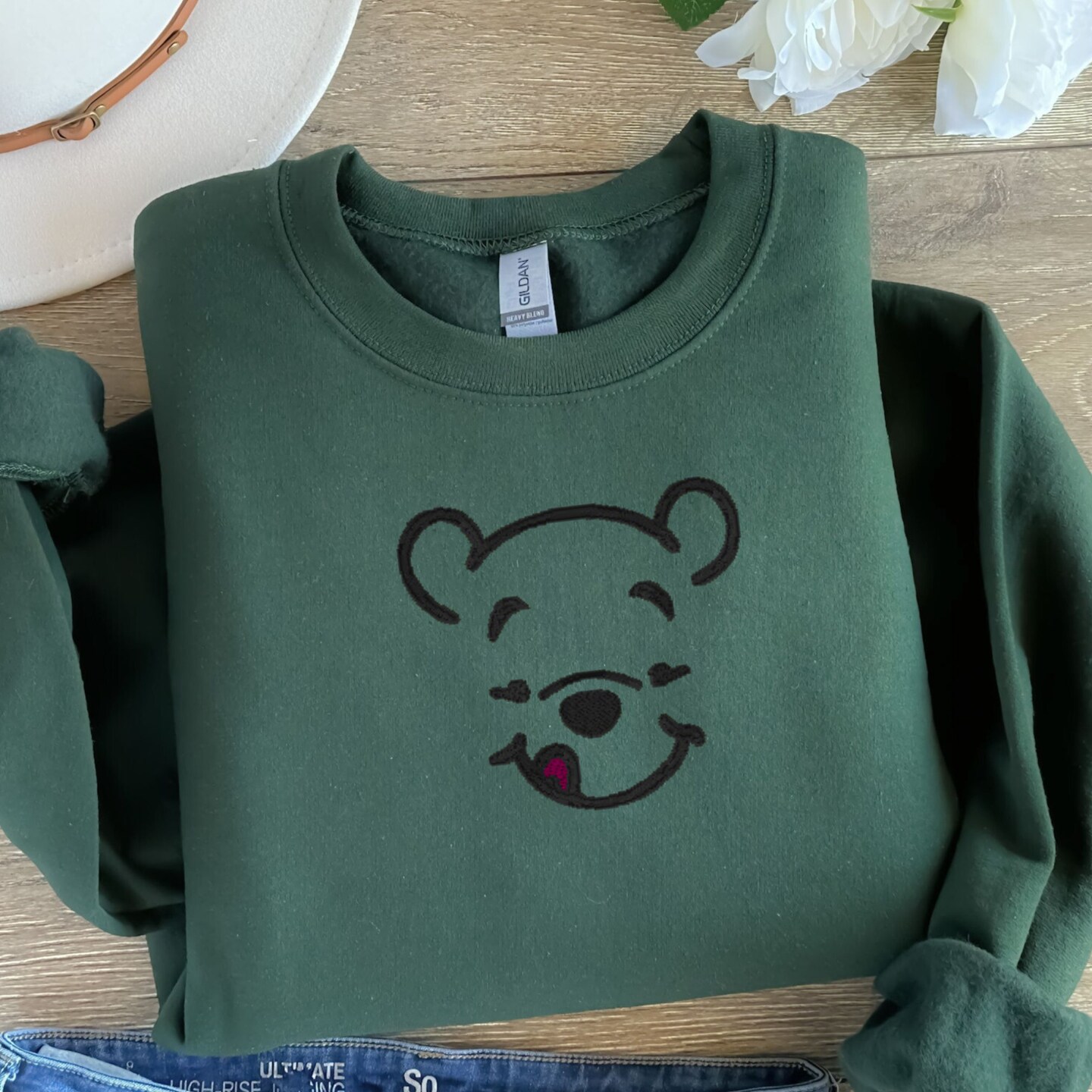 Embroidered Pooh Sweatshirt Fun Sweater Gift Comfy Mother s Day