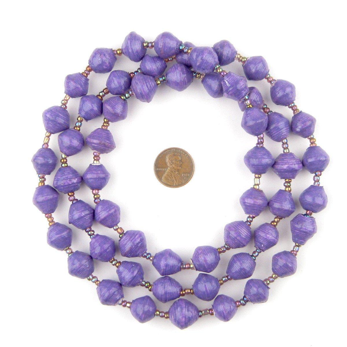 Recycled Paper Bead Necklace from Uganda - Fair Trade African Jewelry by The Bead Chest (Purple)