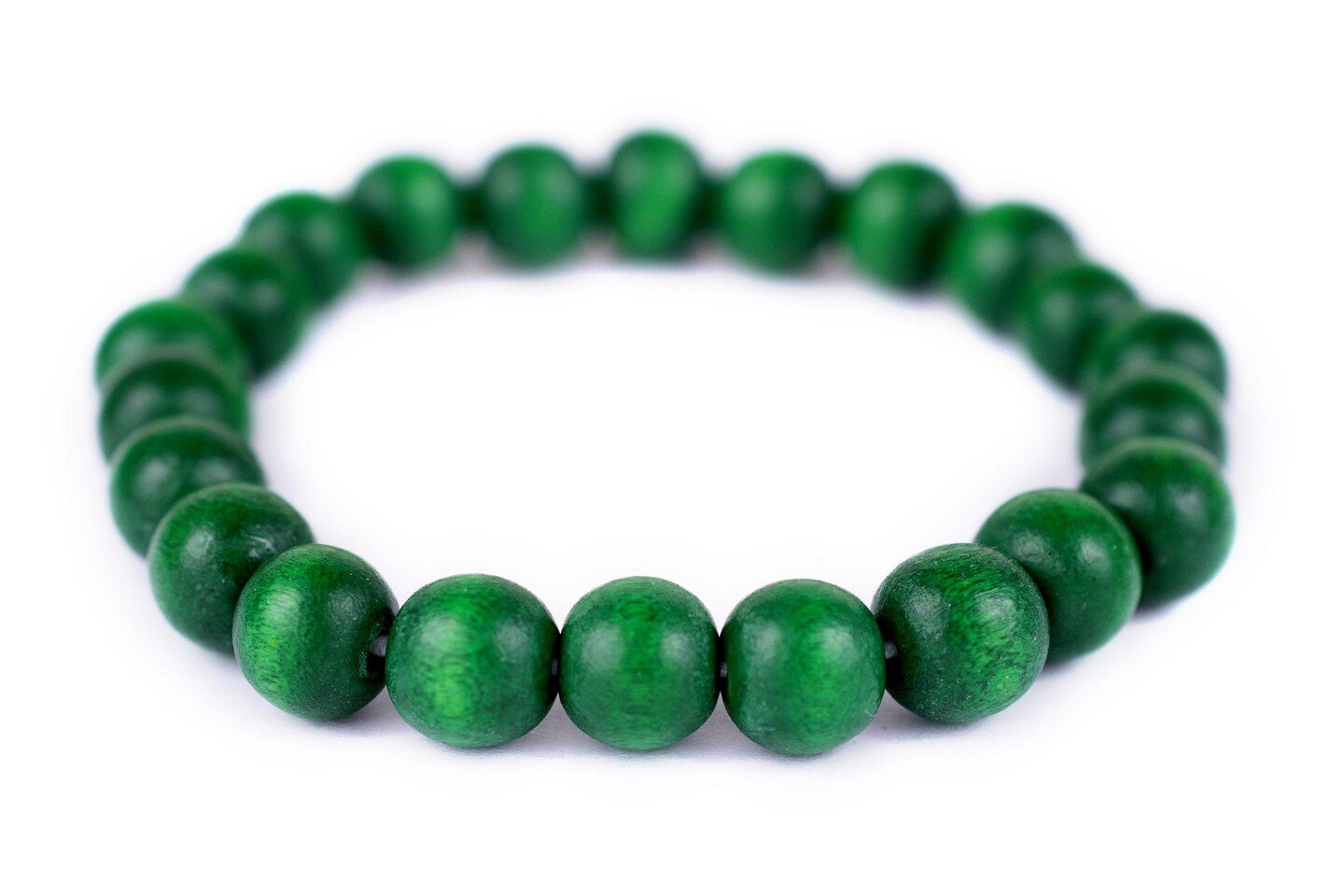 TheBeadChest Wood Stretch Bracelet, Green - Stackable Beaded Jewelry, Unisex for Men &#x26; Women