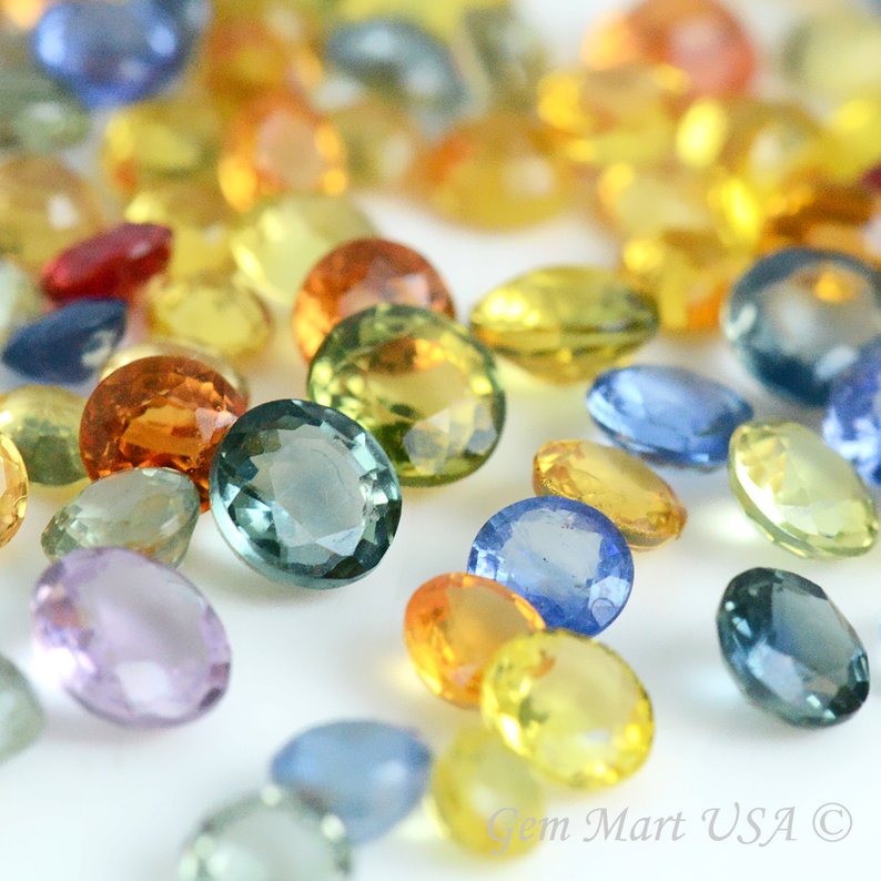 Multi Sapphire Round Gemstone, 2-3mm, 5 Carats, 100% Natural Faceted Loose Gems, September Birthstone, GemMartUSA (MS-60006-5)