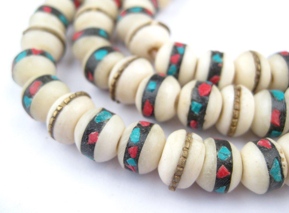 Mala Meditation Beads - 108 Inlaid Prayer Beads for Yoga, Necklace, Jewelry - The Bead Chest (10mm, White Bone)
